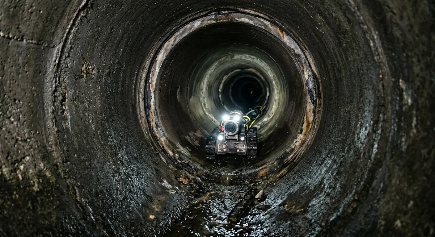 Robotic sewer camera inspecting pipe interior for Sewer Line Repair in Summerfield